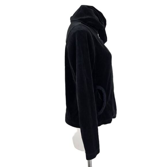 Eddie Bauer black velour hooded zip front jacket Size Large - Picture 5 of 6